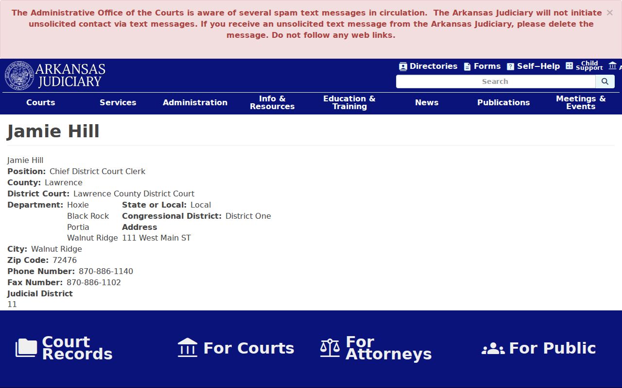 Lawrence County municipal warrant District Court clerk profile