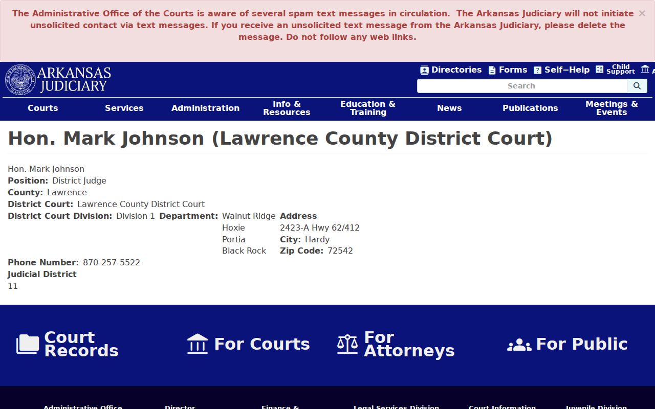 Lawrence County city court warrant district judge profile