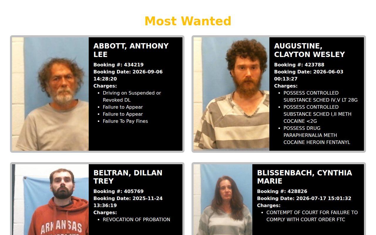 Privacy-safe Lawrence County most wanted list interface