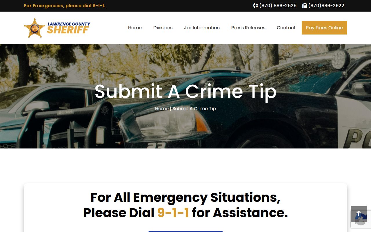 Lawrence County most wanted tip form fields